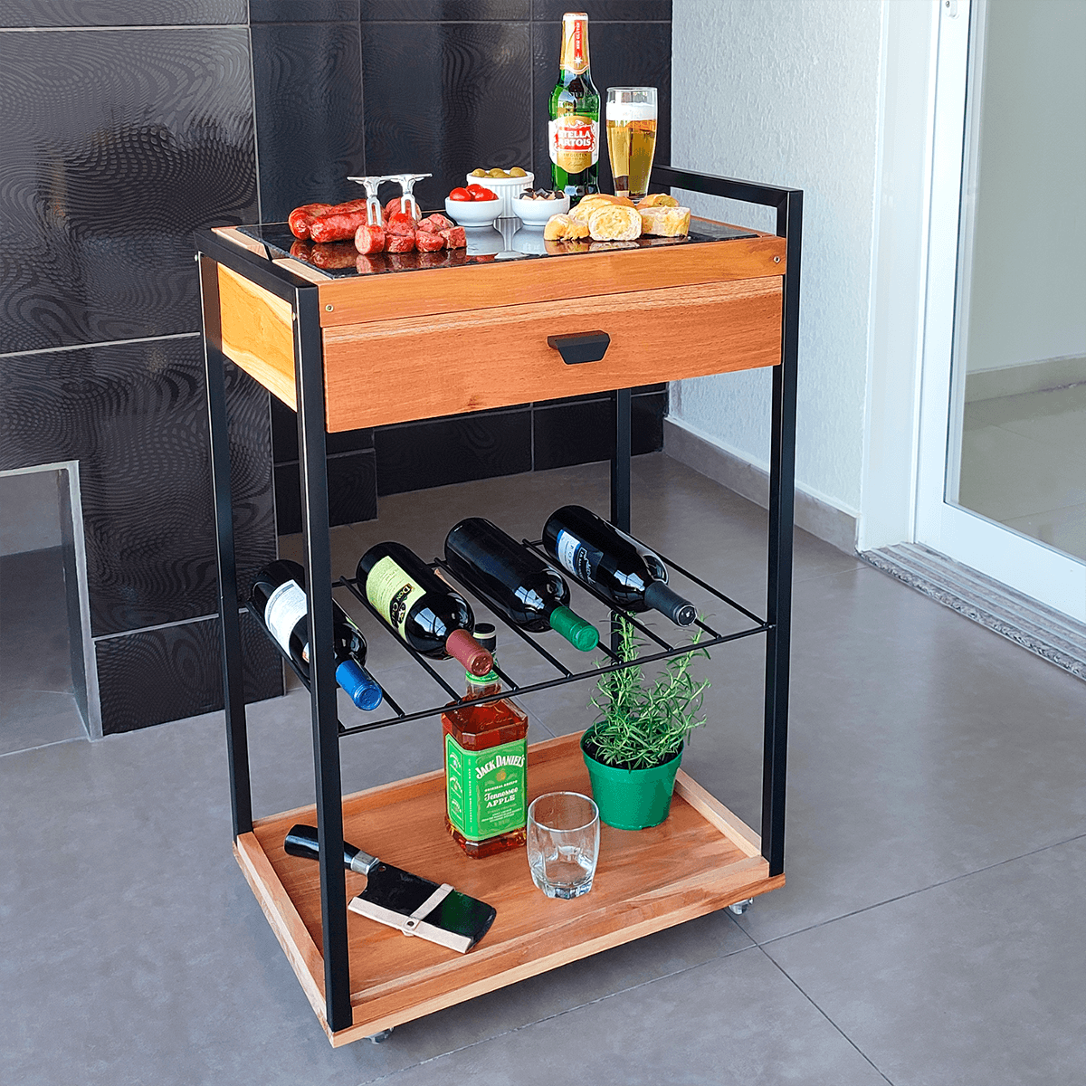 Carrinho para Churrasco Multifuncional com Gaveta Koper Grilazer - Imagem 4