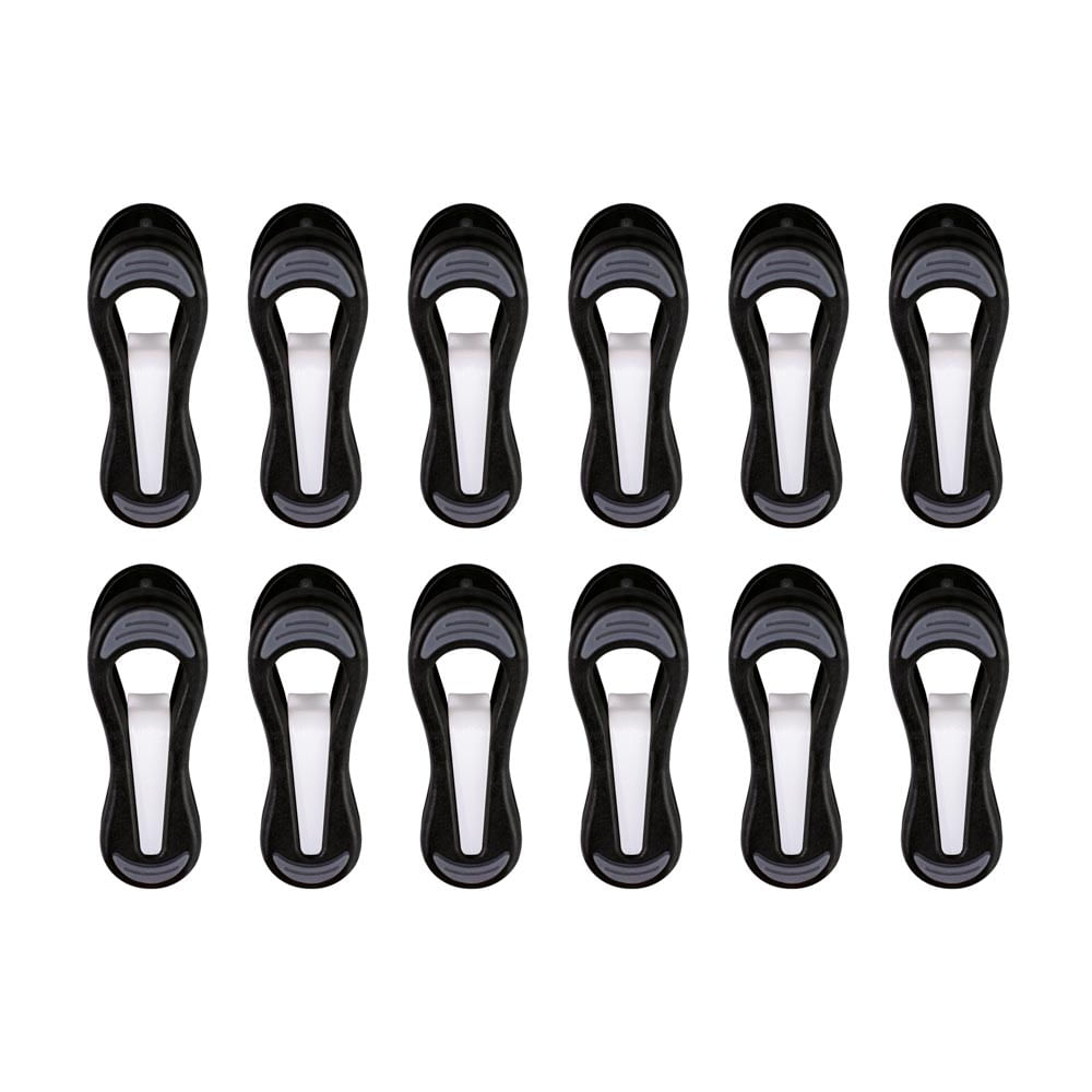 Prendedor Emborrachado Plástico 12 Peças Preto Mor