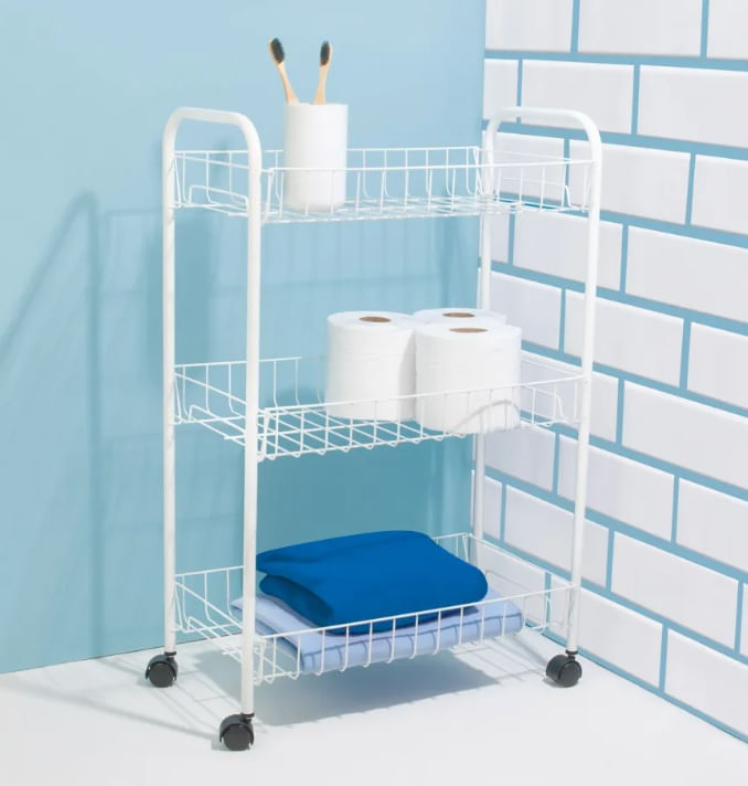 Fruteira 3 Andares com Rodas Branco Mor - Imagem 4