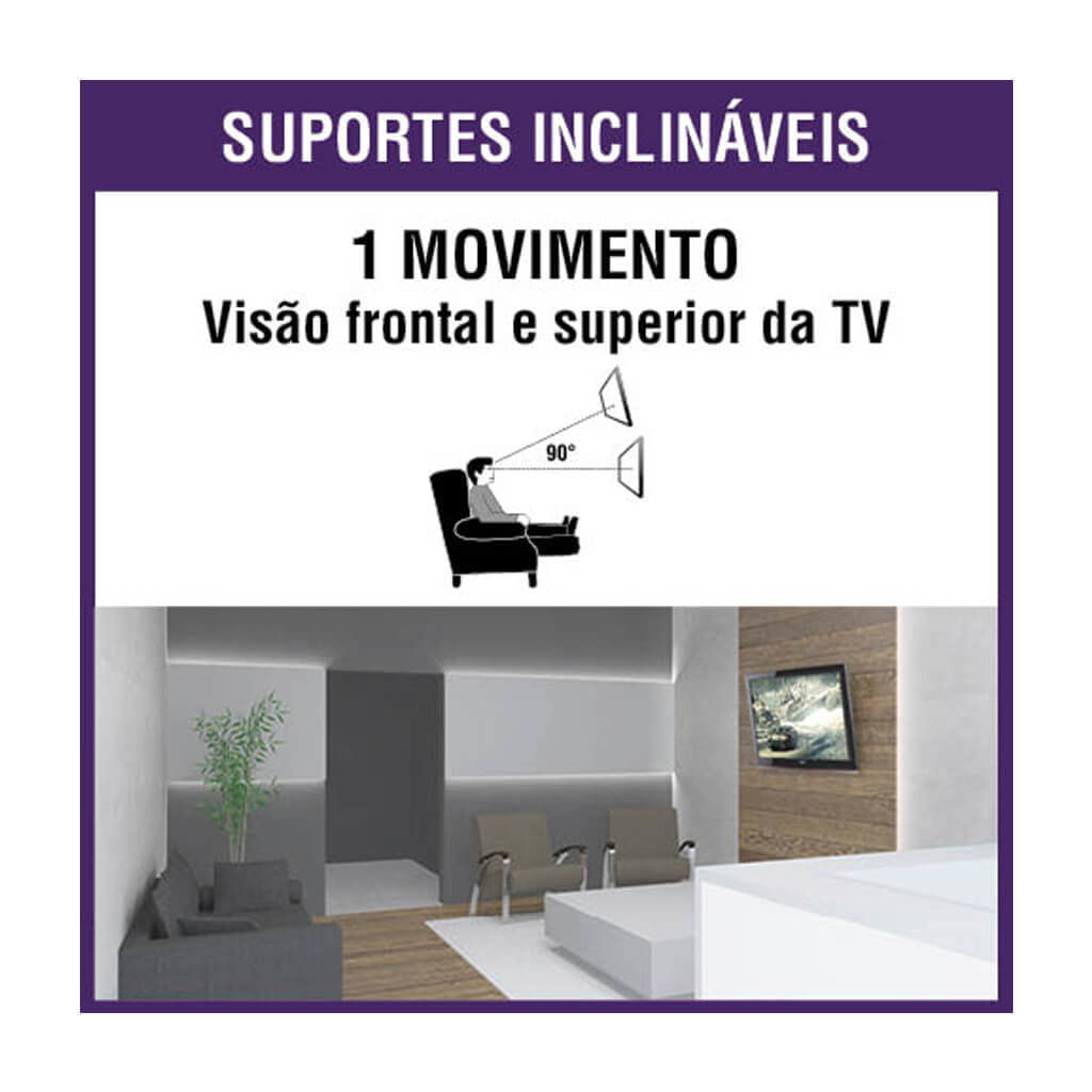 Suporte Ultra Slim Inclinável Smart TV 37'' a 85'' Preto Brasforma - Imagem 2