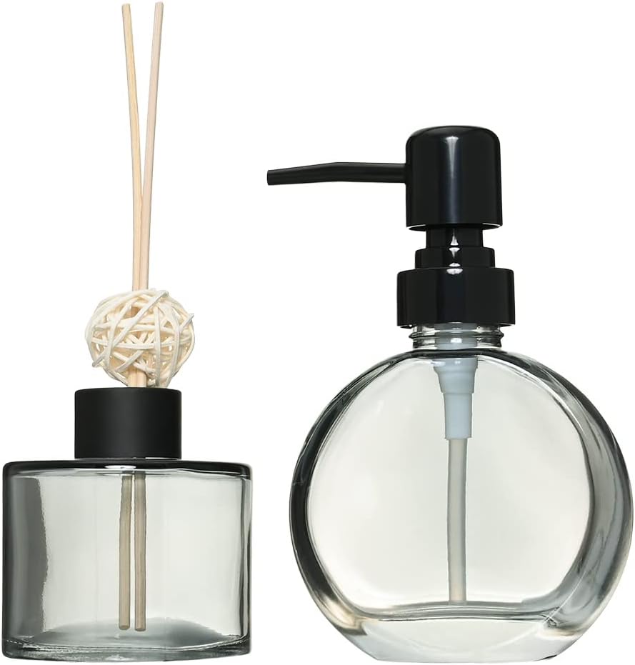 Jogo de Dispenser Recipiente Aroma Preto Mimo