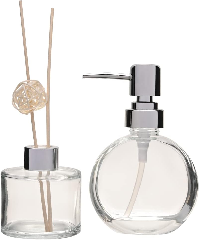 Jogo de Dispenser Recipiente Aroma Prata Mimo