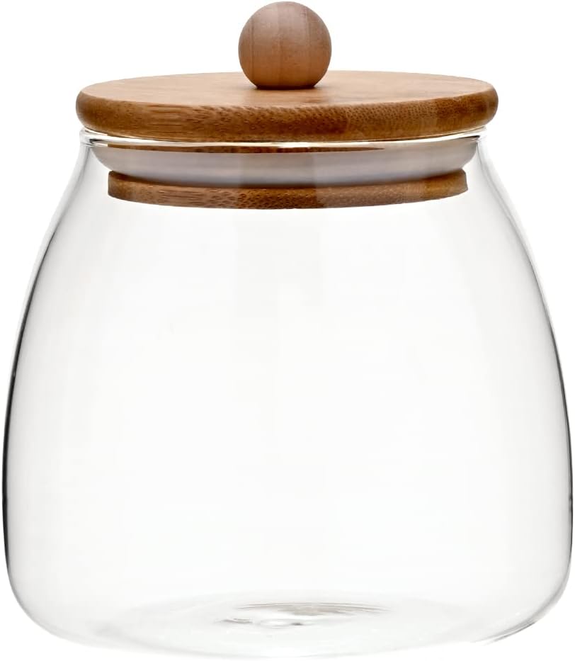 Pote de Vidro com Tampa de Bambu Eco 12,5cm Mimo