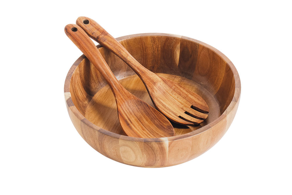 Conjunto Saladeira 3 Peças Acácia Wood Mimo