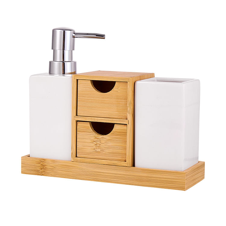 Conjunto para Banheiro Cerâmico Bambu 5 Peças Mimo