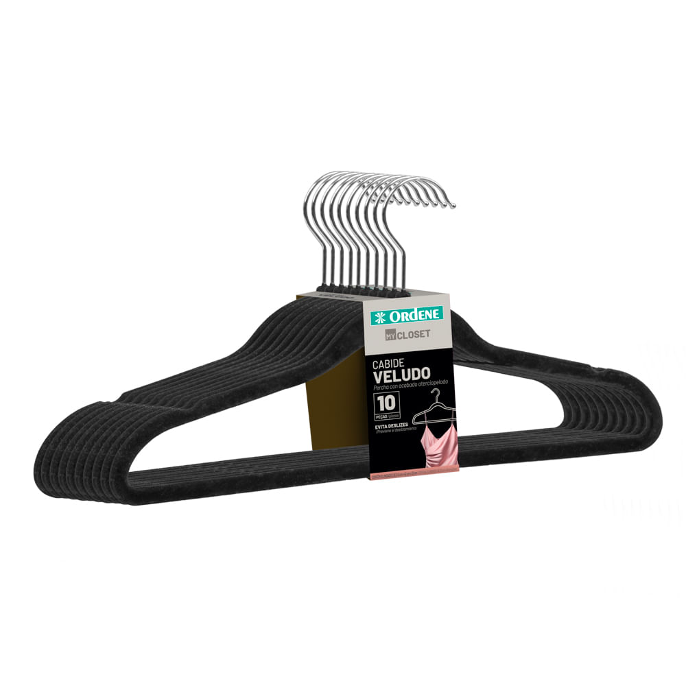 Cabide Veludo 42cm 10 Peças Preto Ordene