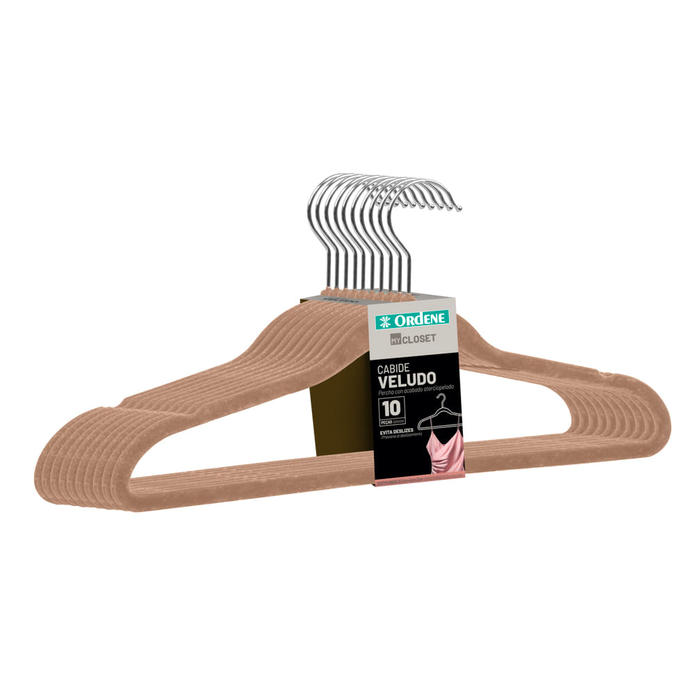 Cabide Veludo 42cm 10 Peças Bege Ordene