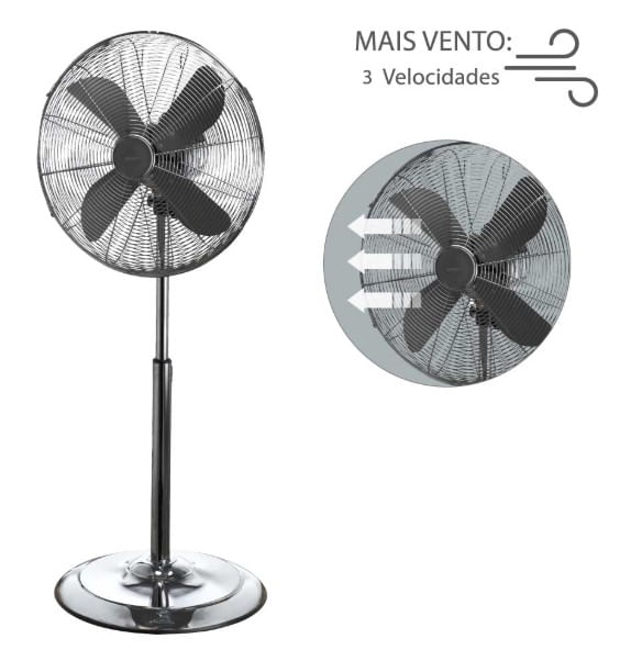 Ventilador de Coluna Retrô 4 Pás 40cm Chumbo 127V Spirit - Imagem 2