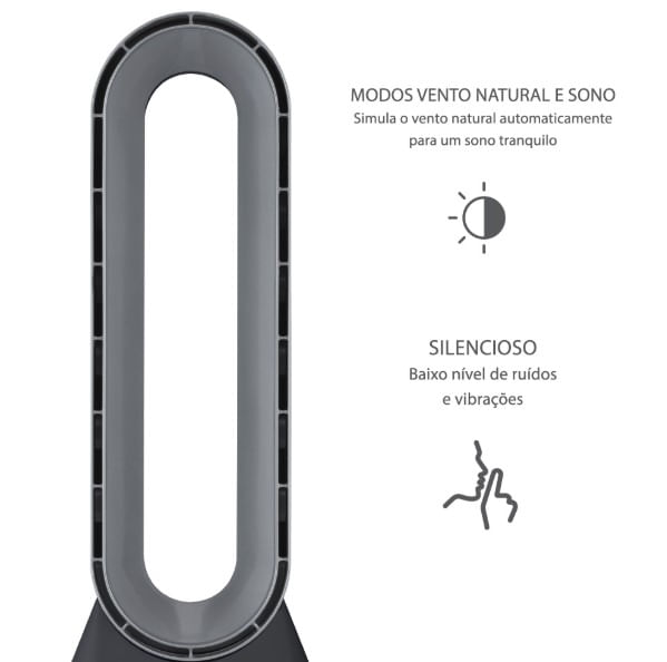Circulador Bladeless 90cm Preto e Prata 127V Spirit - Imagem 3