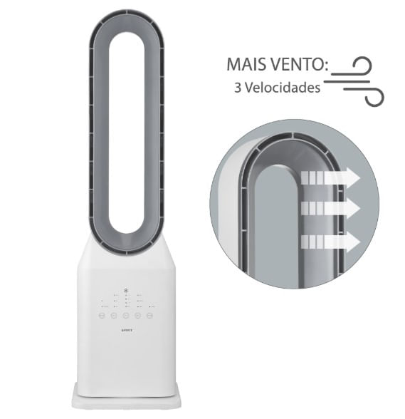 Circulador Bladeless 90cm Branco e Prata 127V Spirit - Imagem 2