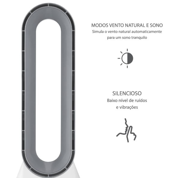 Circulador Bladeless 90cm Branco e Prata 127V Spirit - Imagem 4