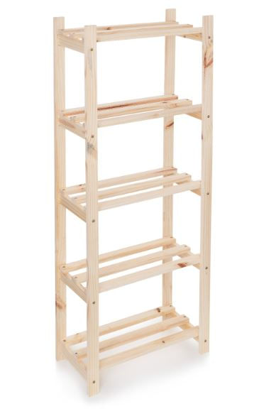 Estante Madeira Modular Pinus 5 Niveis Natural Bemfixa
