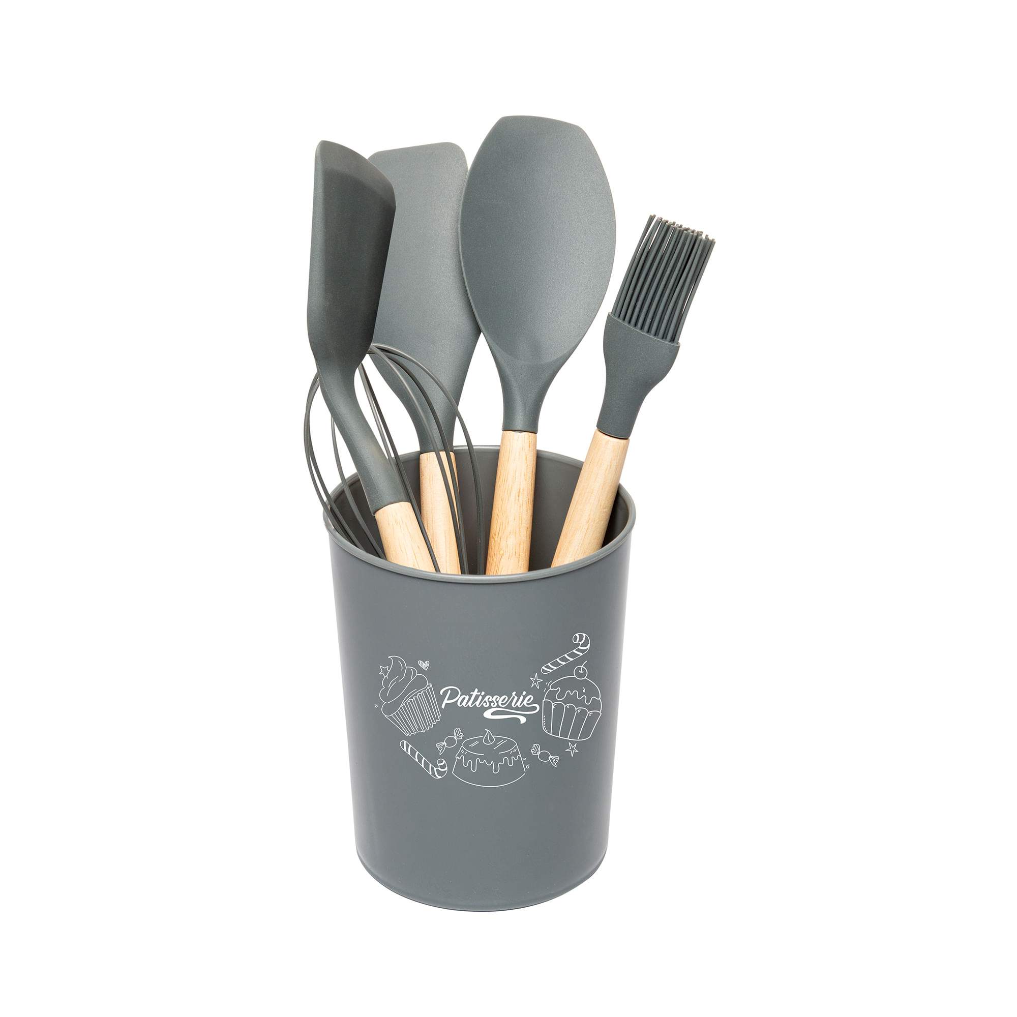 Conjunto 5 Utensílios para Confeitaria de Silicone com Suporte Rojemac