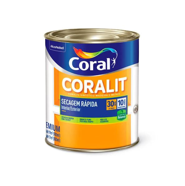 Tinta Esmalte Coralit Zero Brilhante 0,9L Branco Coral