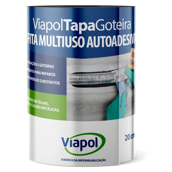 Fita Alumínio Tapa Goteira Sleeve 20cmx10m Viapol