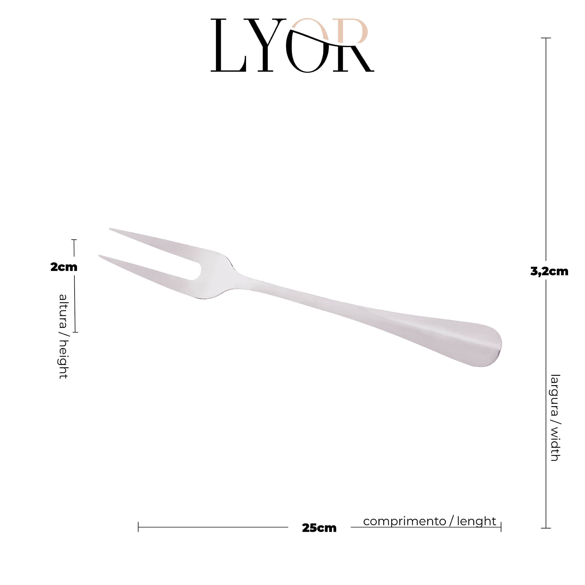 Garfo para Assado Positano 27,5cm Inox Lyor - Imagem 3