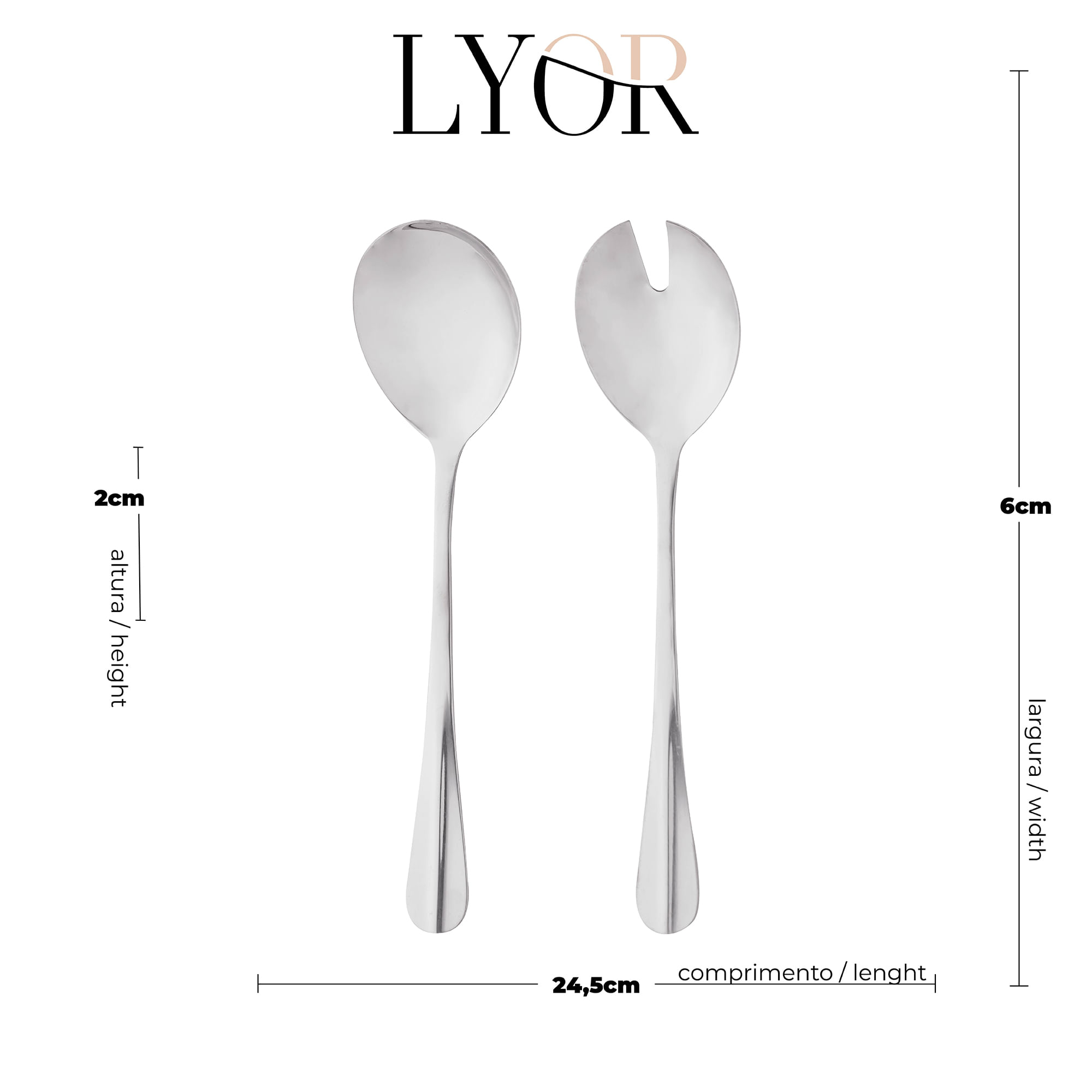 Conjunto 2 Peças para Salada Positano Inox Lyor - Imagem 4