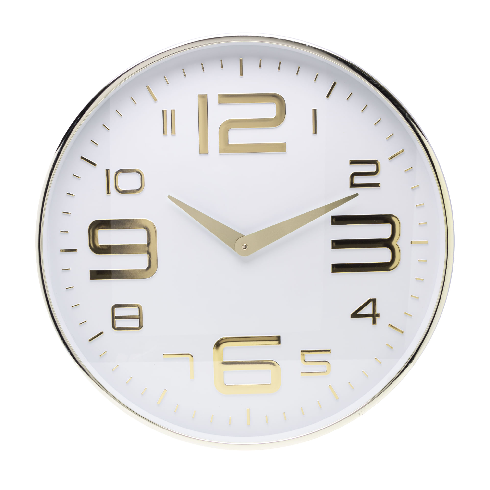 Relógio de Parede Plástico 30,5x4,3cm Dourado Lyor