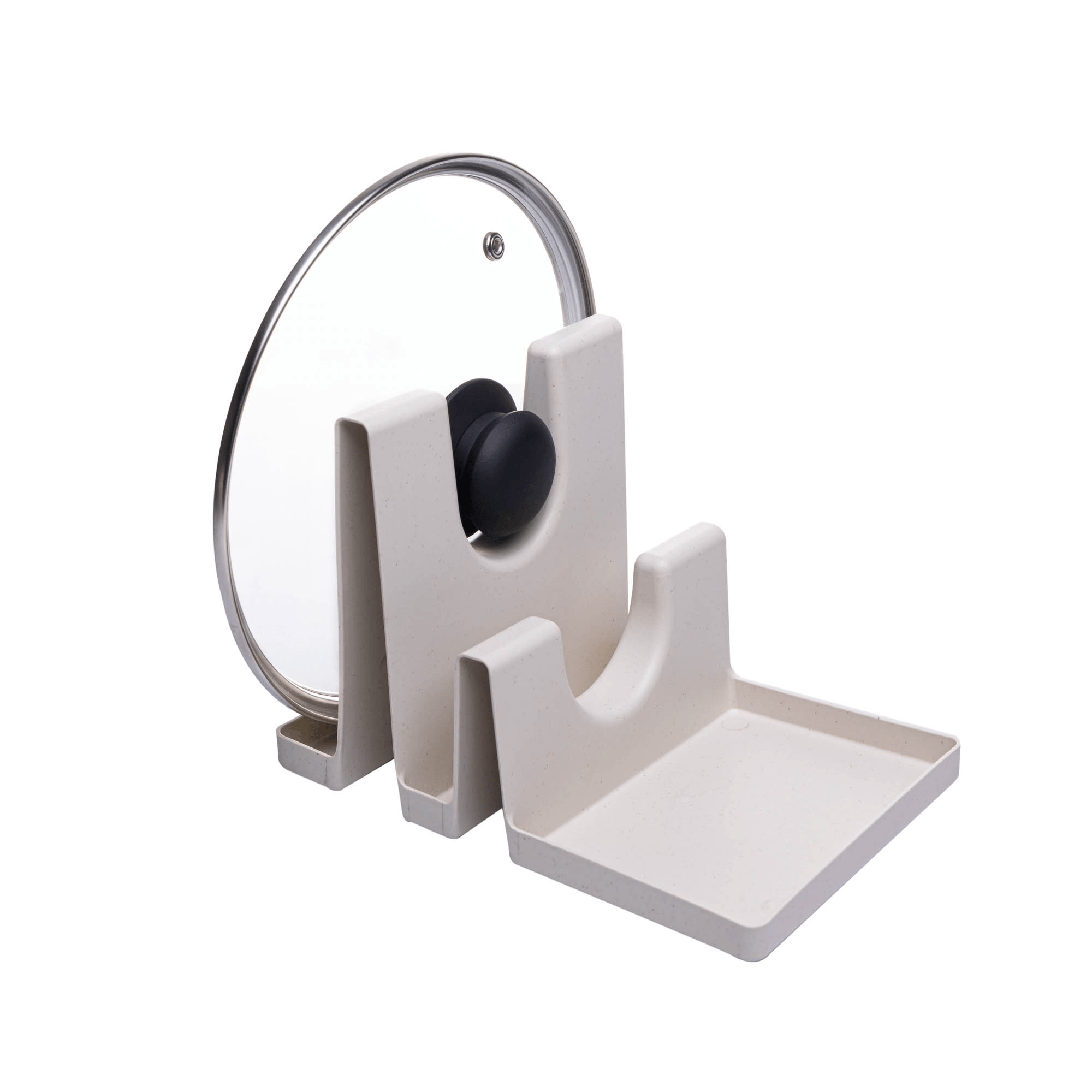 Descanso para Tampas e Utensílios de Bambu e PP Branco Lyor - Imagem 2