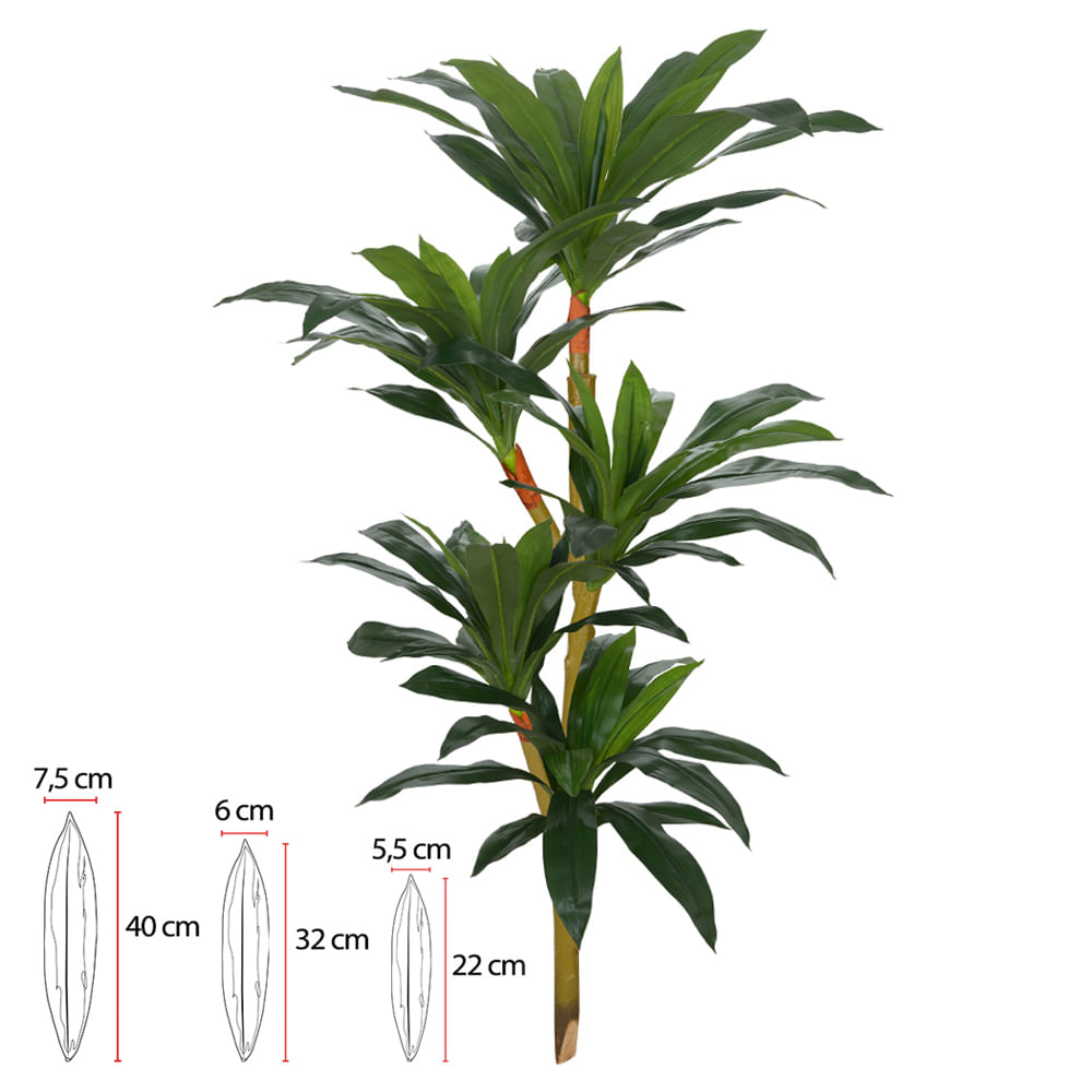Árvore Dracena Real Toque Verde 125cm Flor Arte