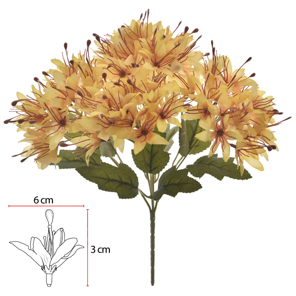 Buque Lírio Mini Outono 32cm Amarelo Flor Arte