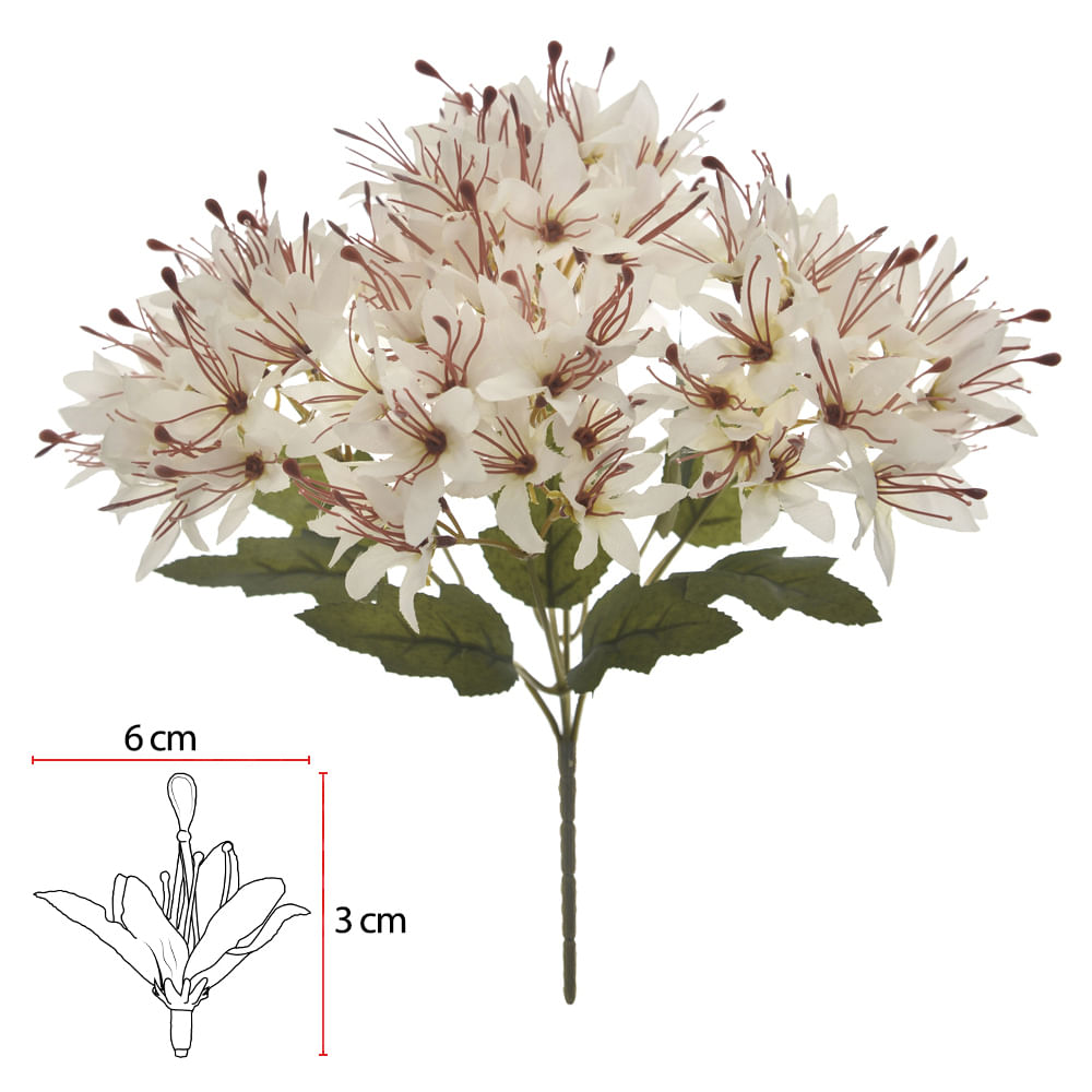 Buque Lírio Mini Outono 32cm Branco Flor Arte