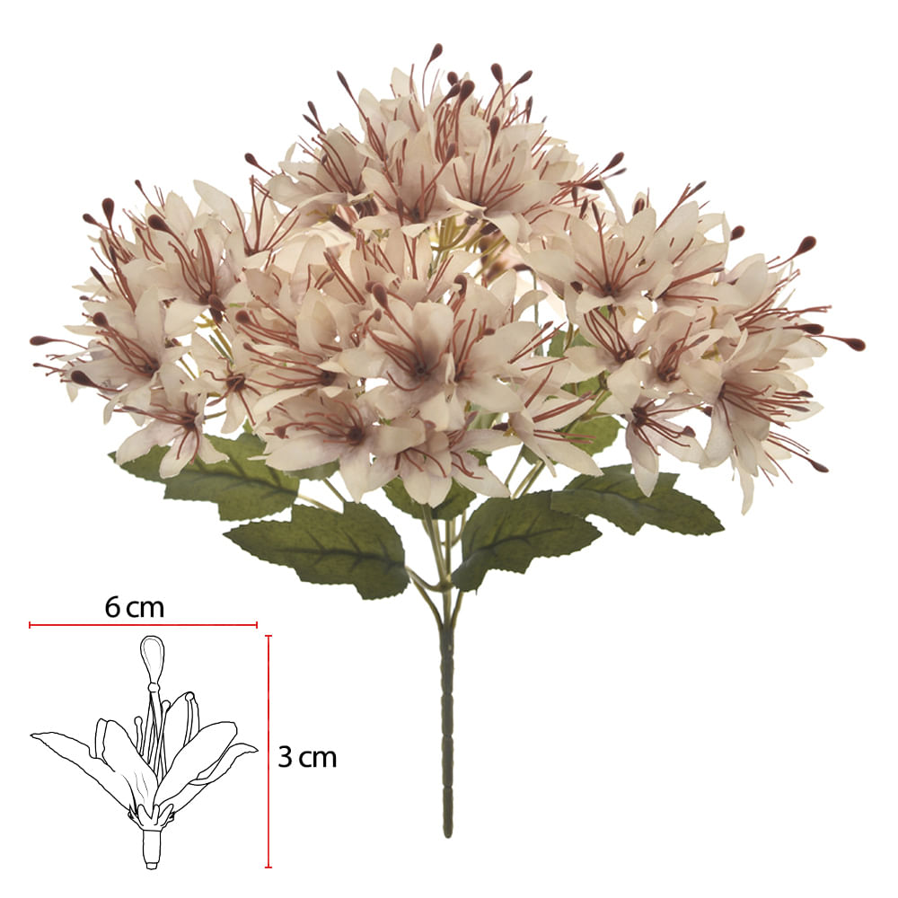 Buque Lírio Mini Outono 32cm Off White Flor Arte