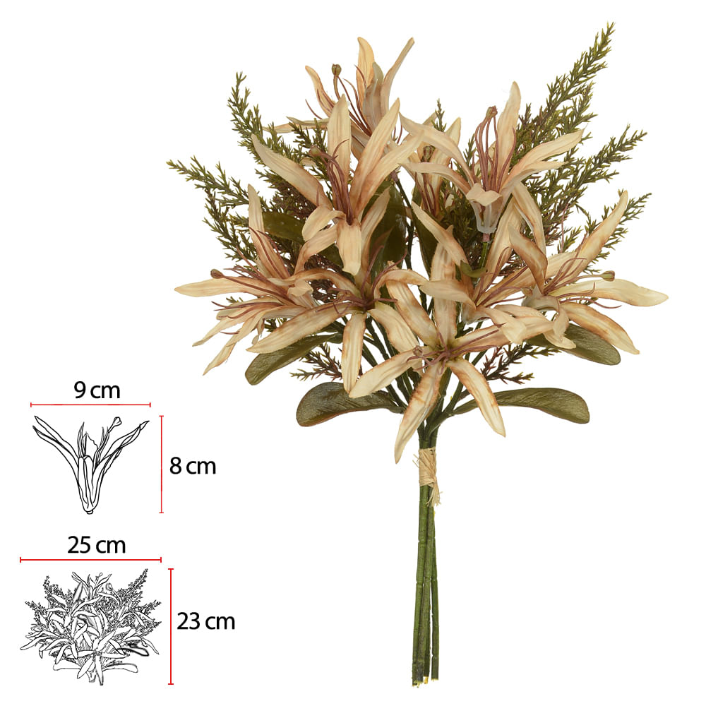 Buque Lírio Ramalhete com Fita 39cm Palha Flor Arte