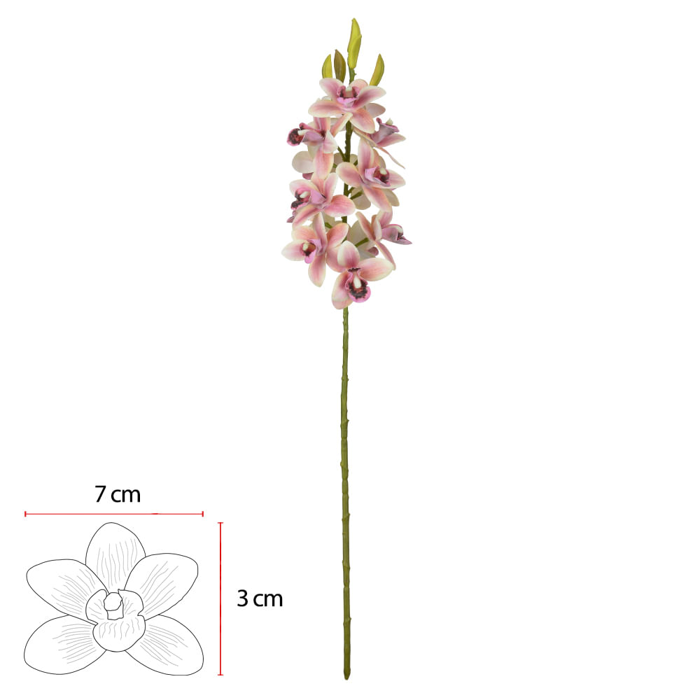 Haste Orquídea Dendrobium Coat Rosa Antigo 61cm Flor Arte
