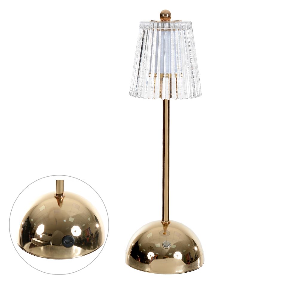 Luminária Mesa Led com USB 31,5cm Dourado Flor Arte