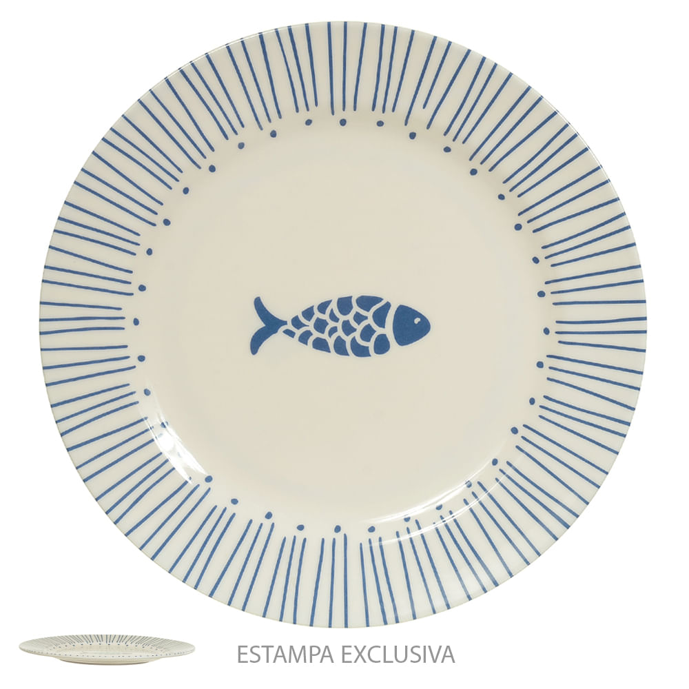 Prato Raso Melamina 27D Pacific Azul Flor Arte