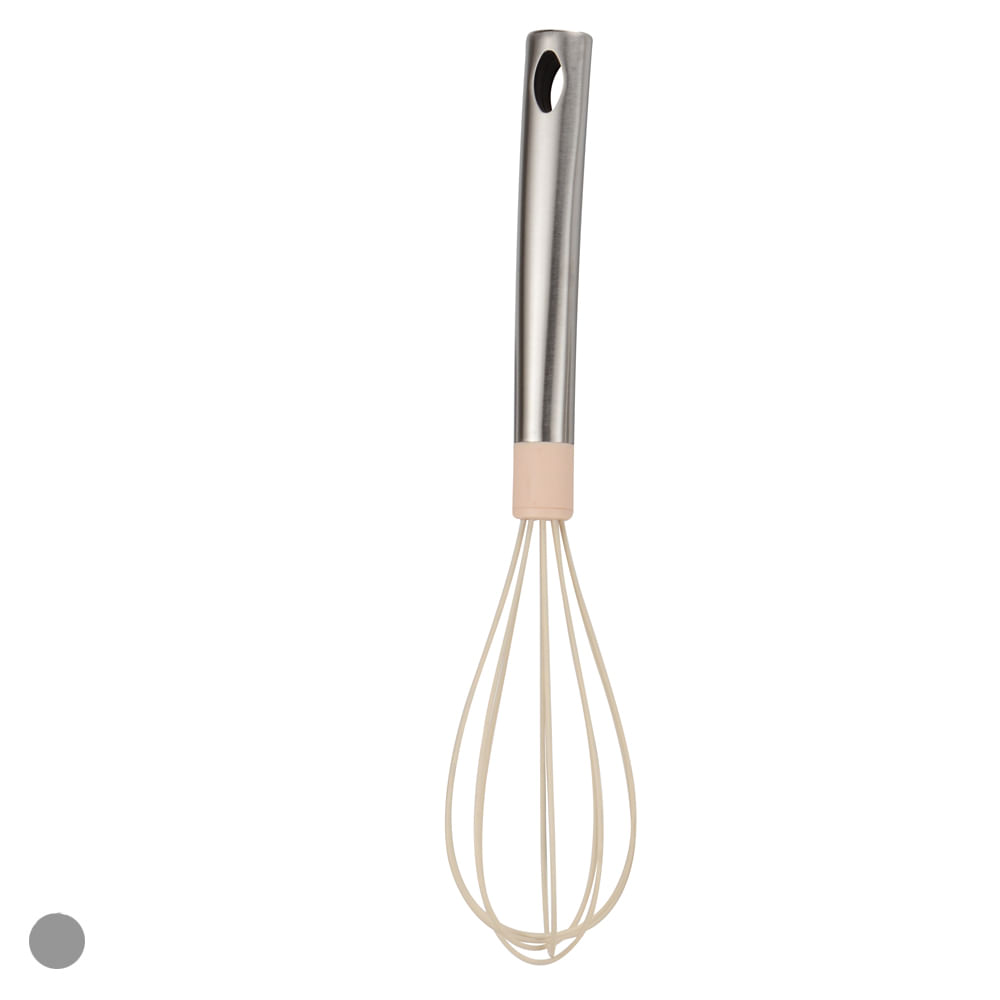 Batedor de Ovos Silicone Fouet 33cm Saara Bege Flor Arte