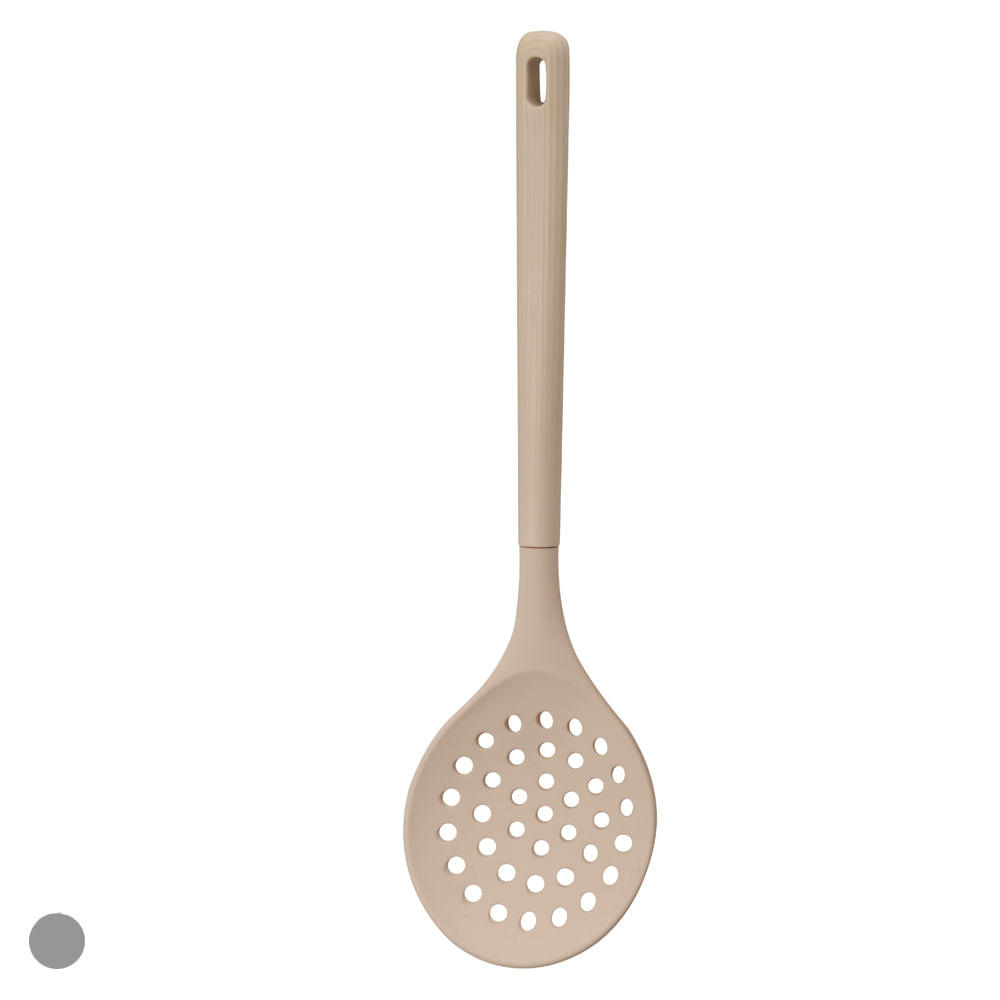 Escumadeira Silicone 33,5cm Saara Bege Flor Arte