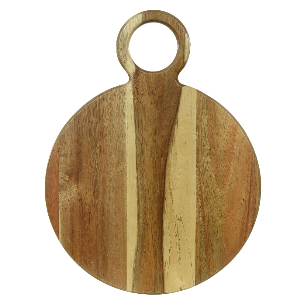 Tábua de Corte Madeira Acácia Redonda 38cm Flor Arte