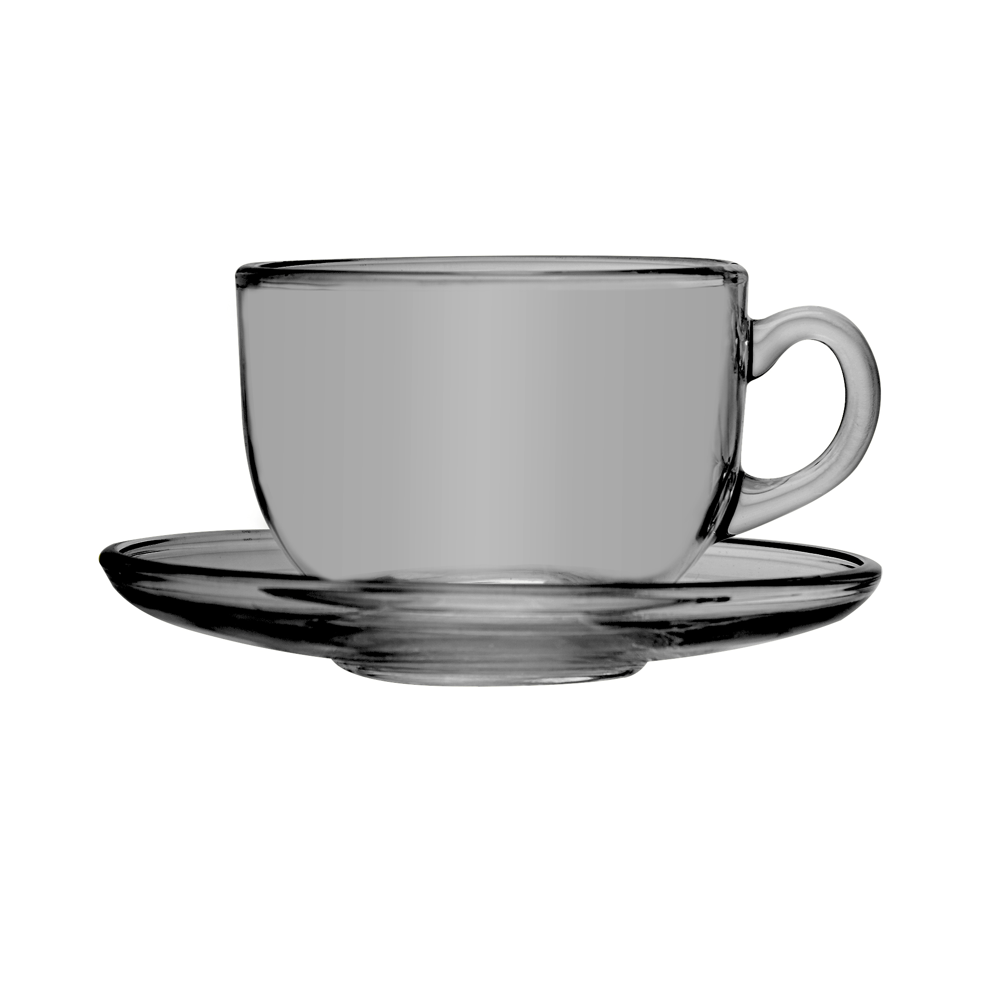 Xícara de Chá com Pires Nice de Vidro 150ml Cinza Lyor - Imagem 2