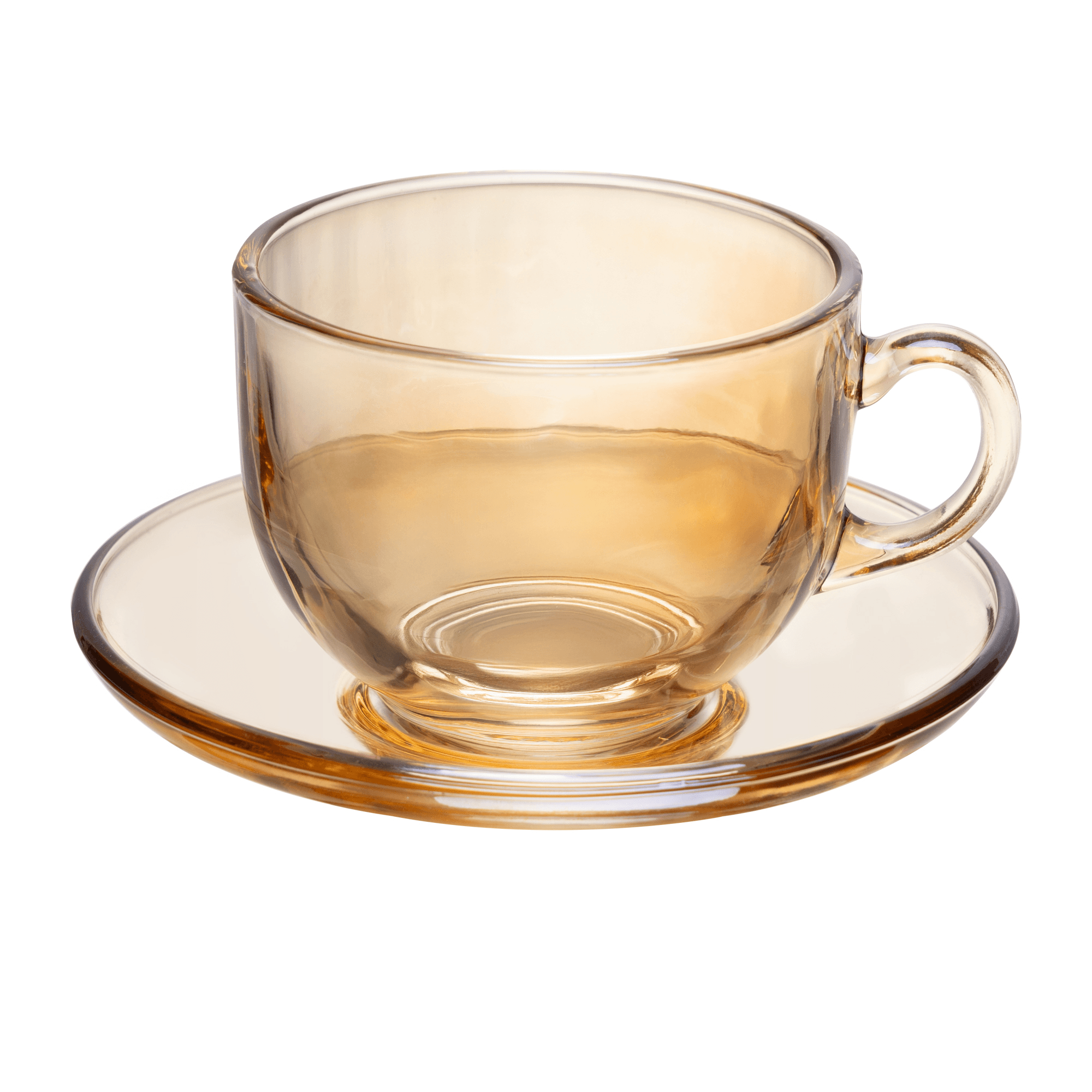 Xícara de Chá com Pires Nice de Vidro 150ml Âmbar Lyor