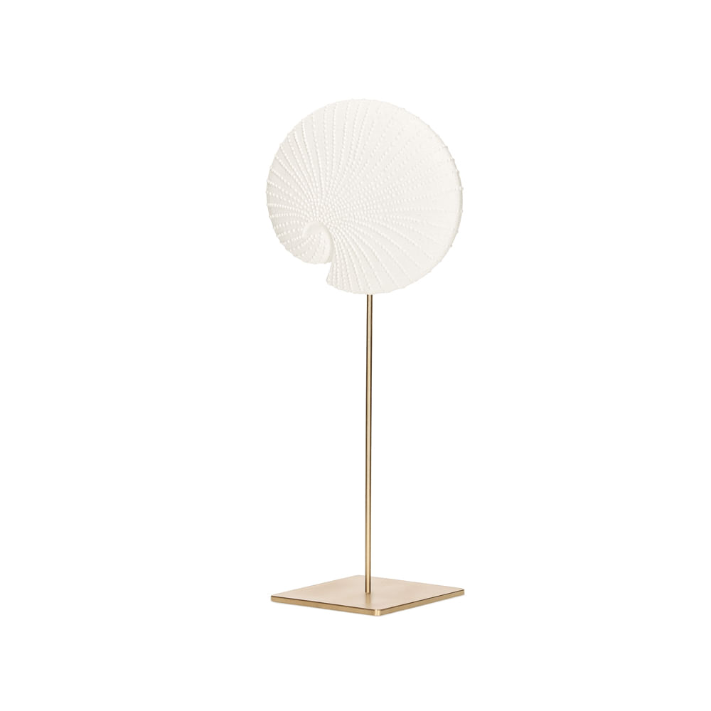 Escultura Concha em Poliresina 43cm Branco e Dourado Mart Presente