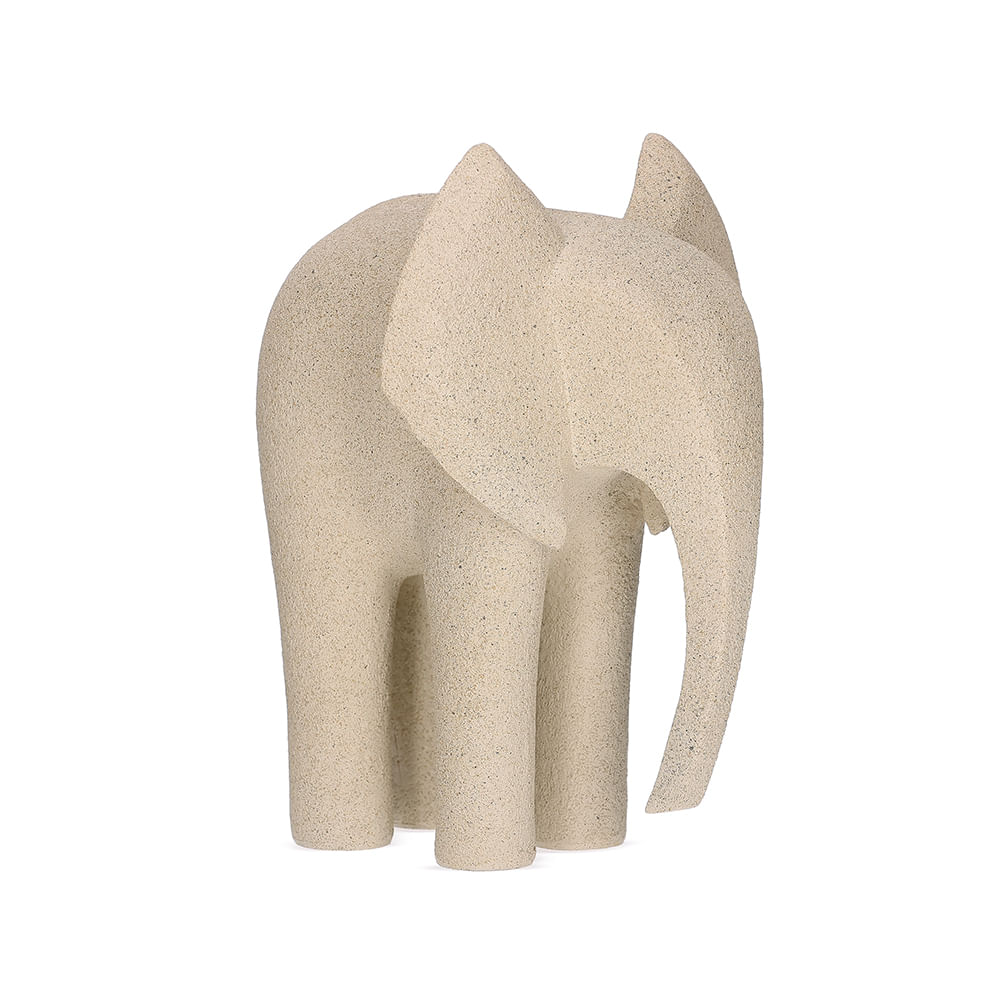 Escultura Elefante em Poliresina 30X25cm Off White Mart Presentes