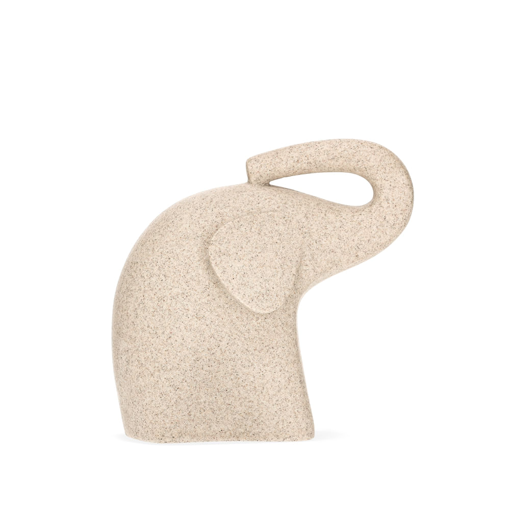 Escultura Elefante Poliresina 18,5x10cm Off White Mart Presentes