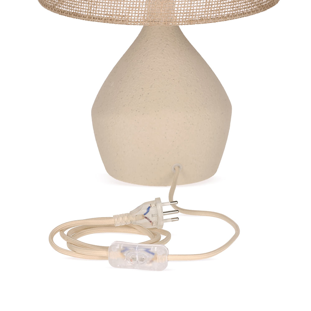 Luminária em Cerâmica e Fibra Natural Bege Mart Presentes - Imagem 4