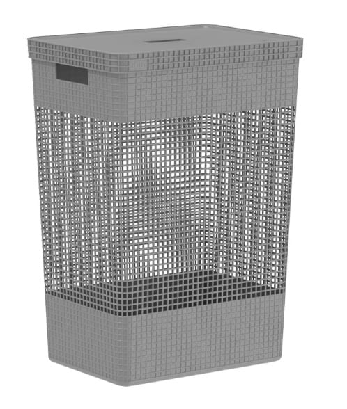 Cesto de Roupas Grid com Tampa 49L Chumbo Martiplast