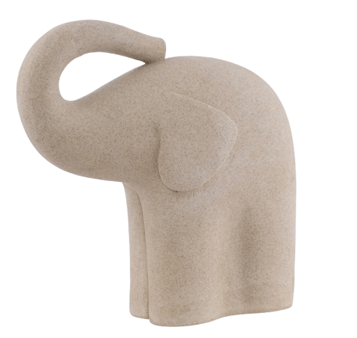 Escultura Elefante Poliresina 29cm Bege Flor Arte