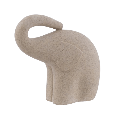 Escultura Elefante Poliresina 19cm Bege Flor Arte