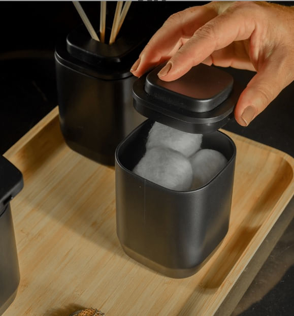 Porta Algodão Aura Preto Martiplast - Imagem 2