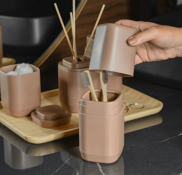 Porta Escova Aura Marrom Martiplast - Imagem 2