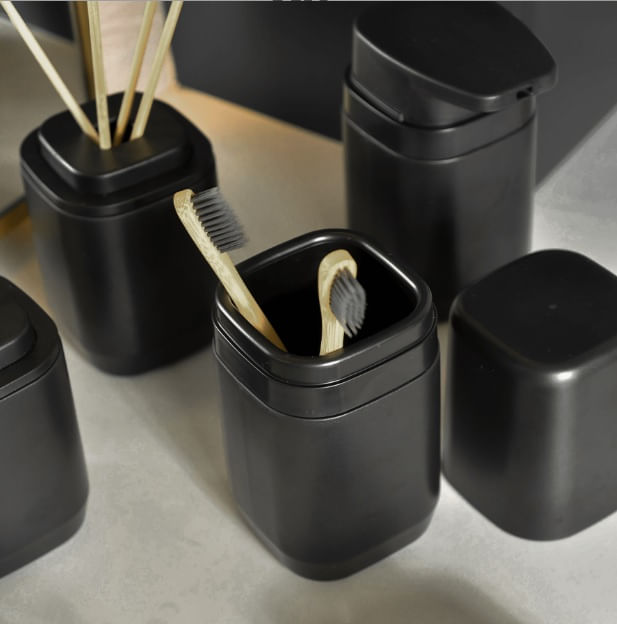 Porta Escova Aura Preto Martiplast - Imagem 2