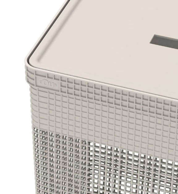 Cesto de Roupas Grid com Tampa 49L Bege Martiplast - Imagem 2