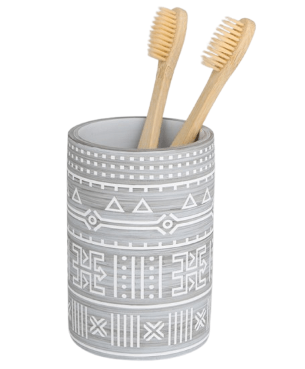 Porta Escova de Dente Poliresina Cinza Kobe