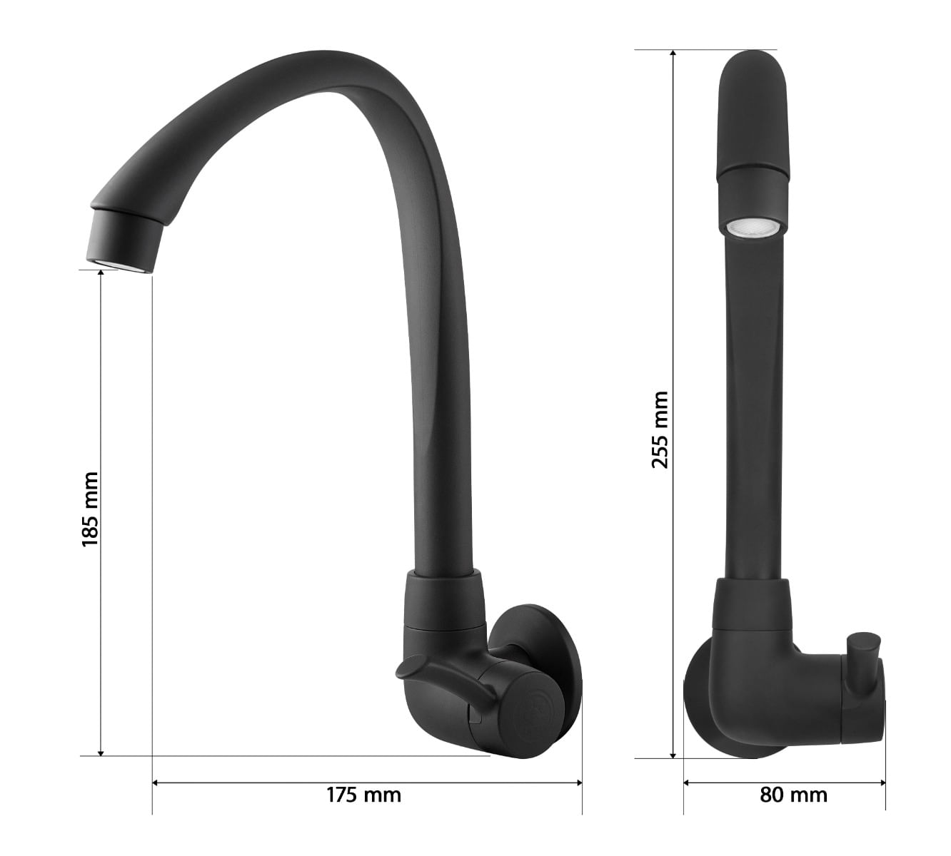 Torneira para Cozinha de Parede Linea Preto Fosco Tigre - Imagem 4