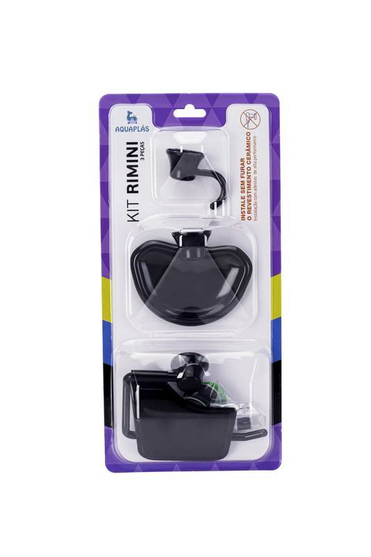 Kit Acessórios com 3 ´Peças Dupla Face Rimini Preto Aquaplás
